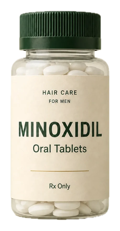 Minoxidil Tablets (30 Count) — oral tablet bottle.