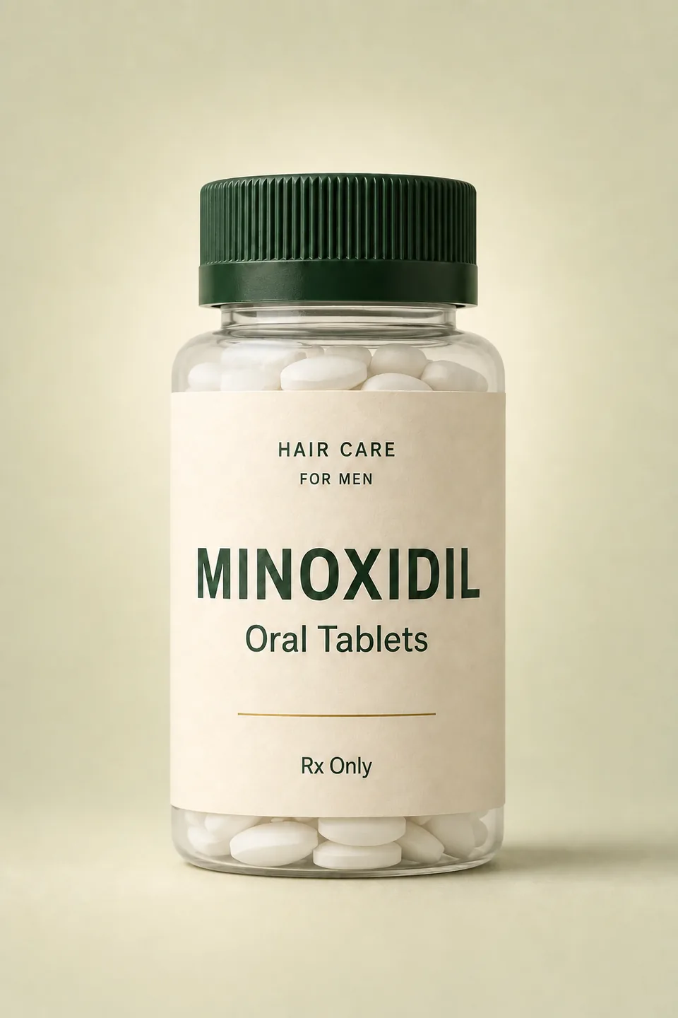 Product render of a once-daily oral hair-care tablet bottle.